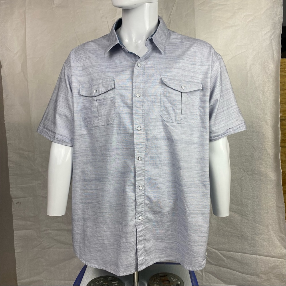 Free Planet Mens Button Up Short sleeve casual Shirt Size 3X 3xl N27 lt blue
